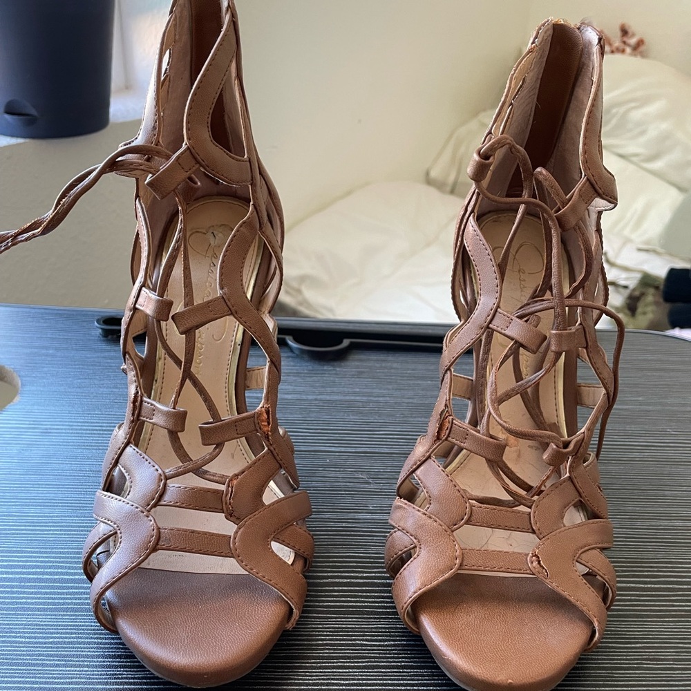 Jessica Simpson Tan Strappy Heels
